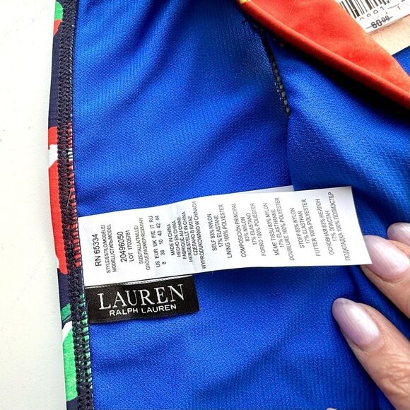 NWT Lauren Ralph Lauren Bold Floral Print Bikini Bottom.  Size 8 - Picture 4 of 7